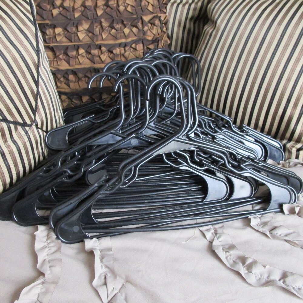 lot of plastic hangers